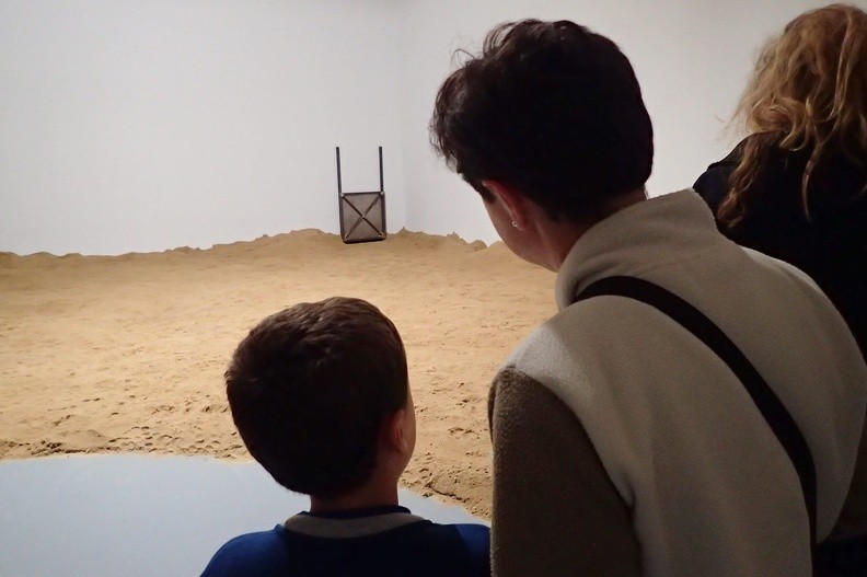 17-P9140047 -- Najpierw zabrał głos kurator, a także artystka, Natalia Janus-Majewska, po czym widzowie
zostali wpuszczeni do sali wypełnionej atmosferą niepewności i oczekiwania