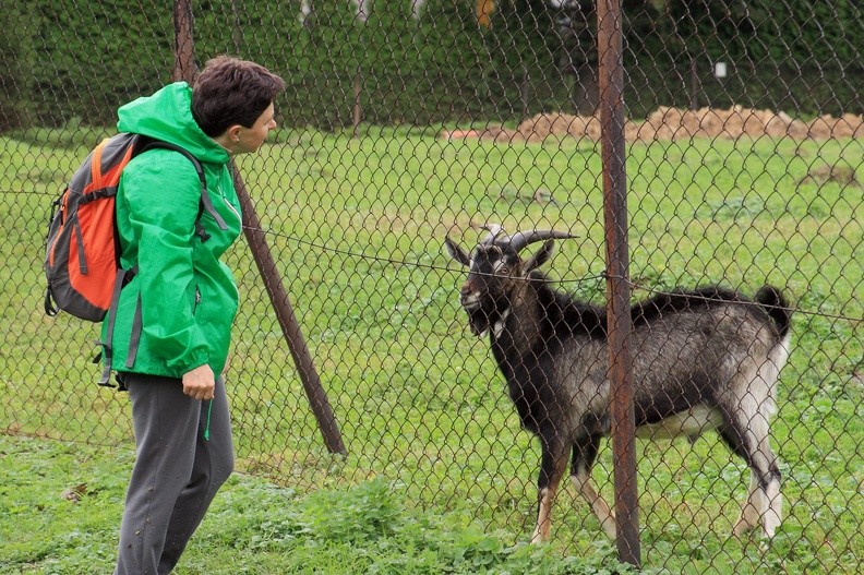 27-IMG 4849 -- Wniknęliśmy między zabudowania Cisownicy. Ines podejmuje próbę skomunikowania się...
